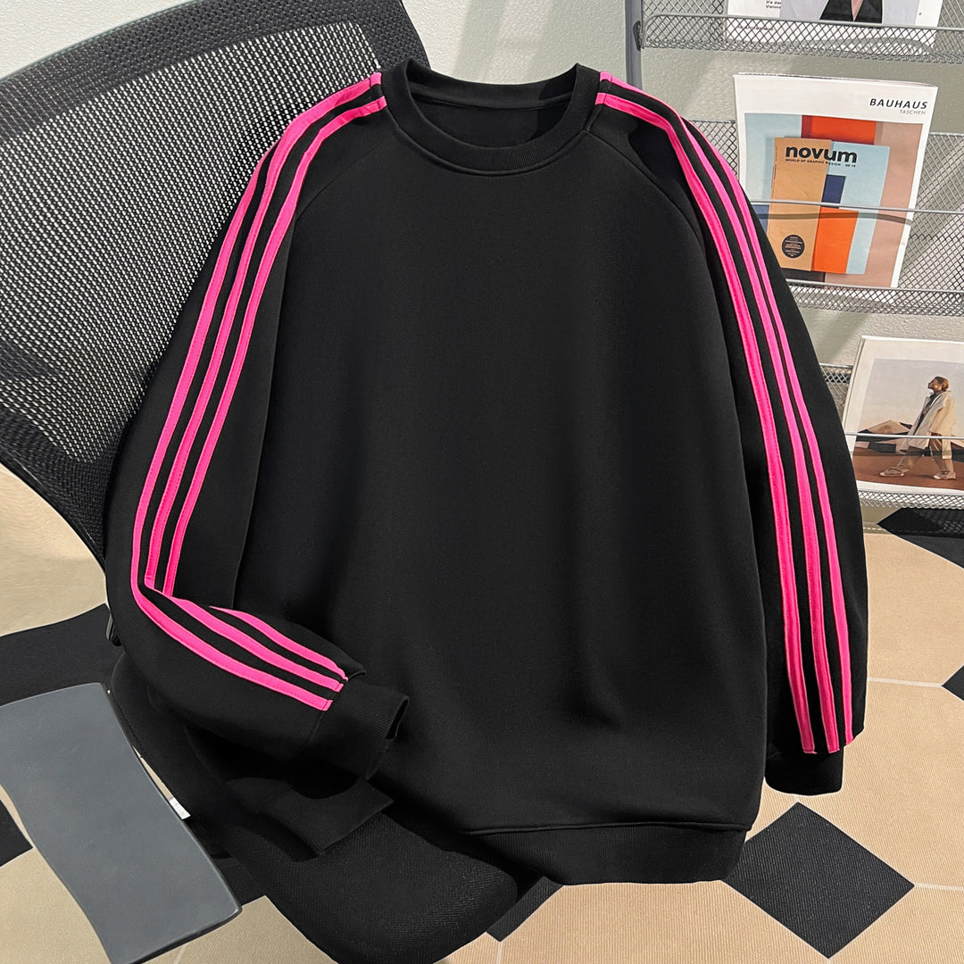 Plush Version-Three-stripe crewneck sweatshirt