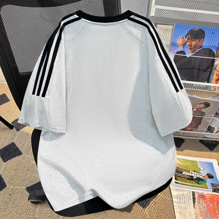 220G Three-Stripe Patchwork short-sleeved T-shirt