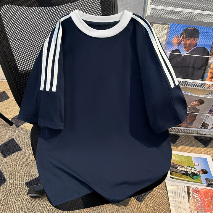 220G Three-Stripe Patchwork short-sleeved T-shirt