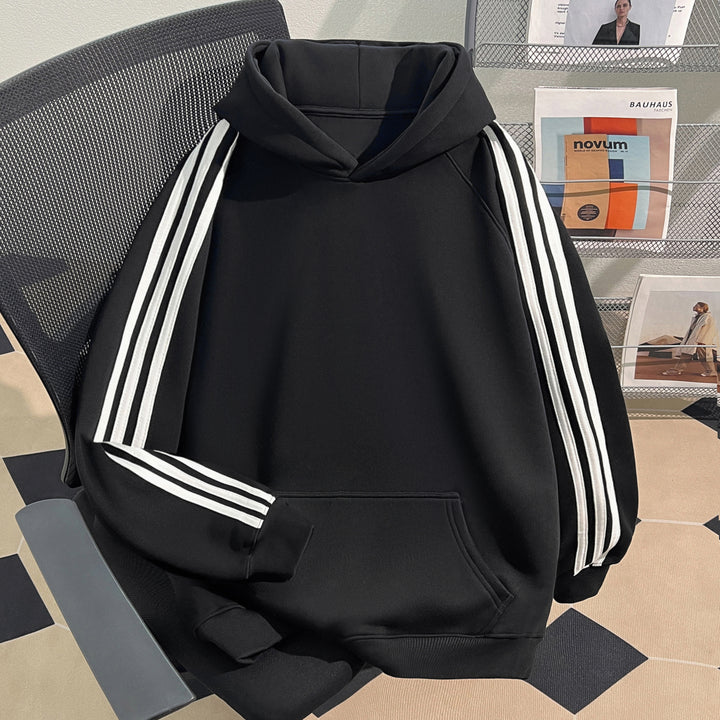 Plush Version-Three-Stripe Hoodie (without drawstrings)