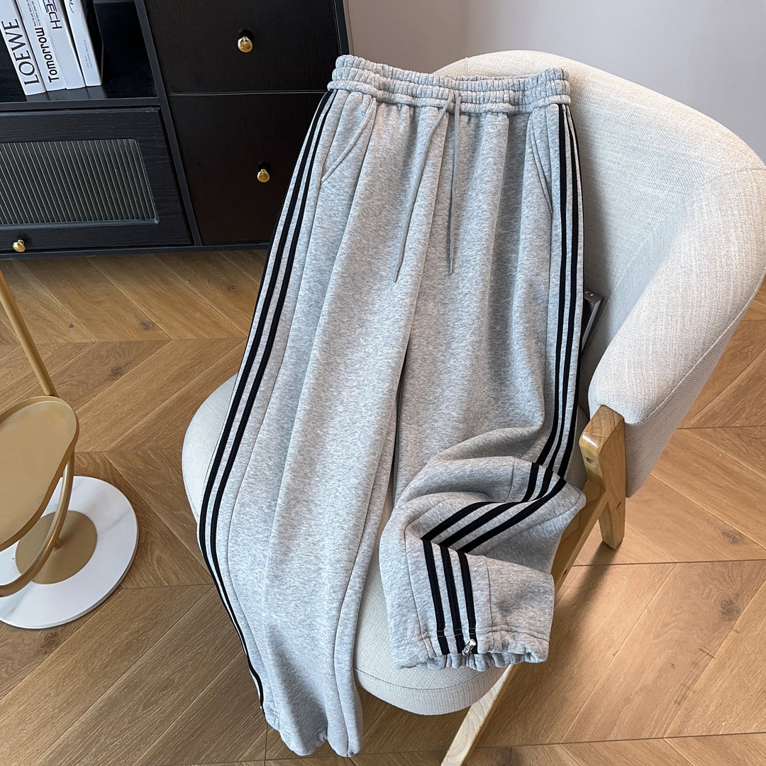Three-Stripe Straight-Leg Pants