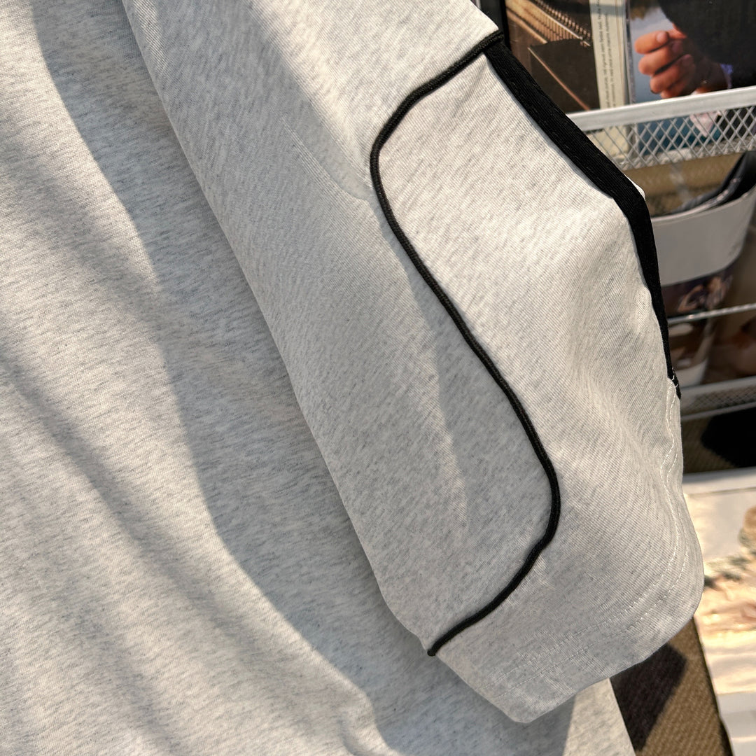 220G-Two-stripe Patchwork short-sleeved T-shirt