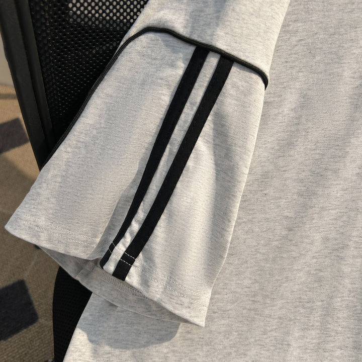 220G-Two-stripe Patchwork short-sleeved T-shirt