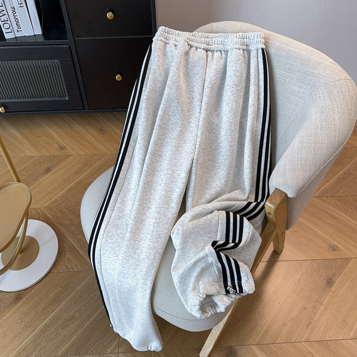 Three-Stripe Straight-Leg Pants