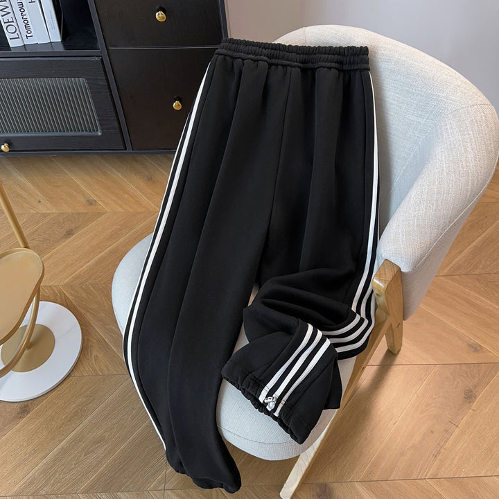 Three-Stripe Straight-Leg Pants