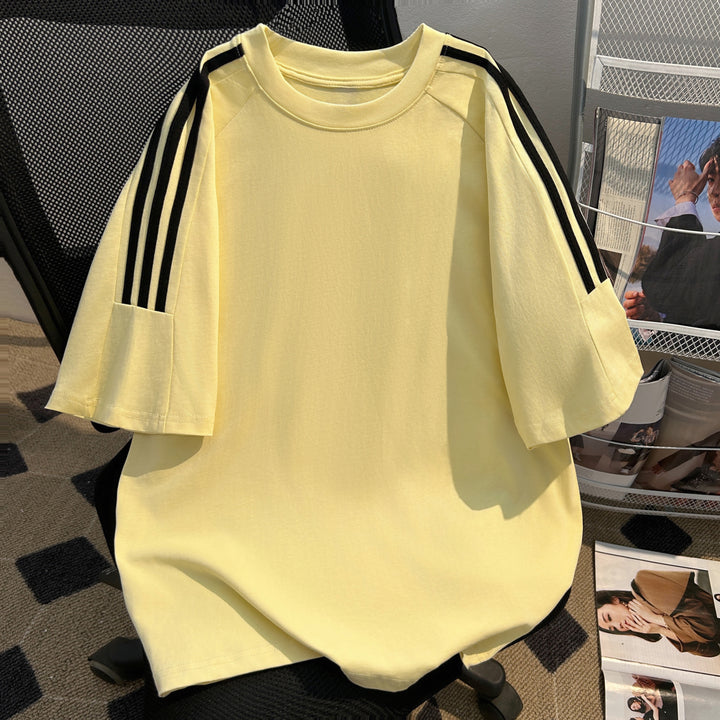 220G Three-Stripe Patchwork short-sleeved T-shirt