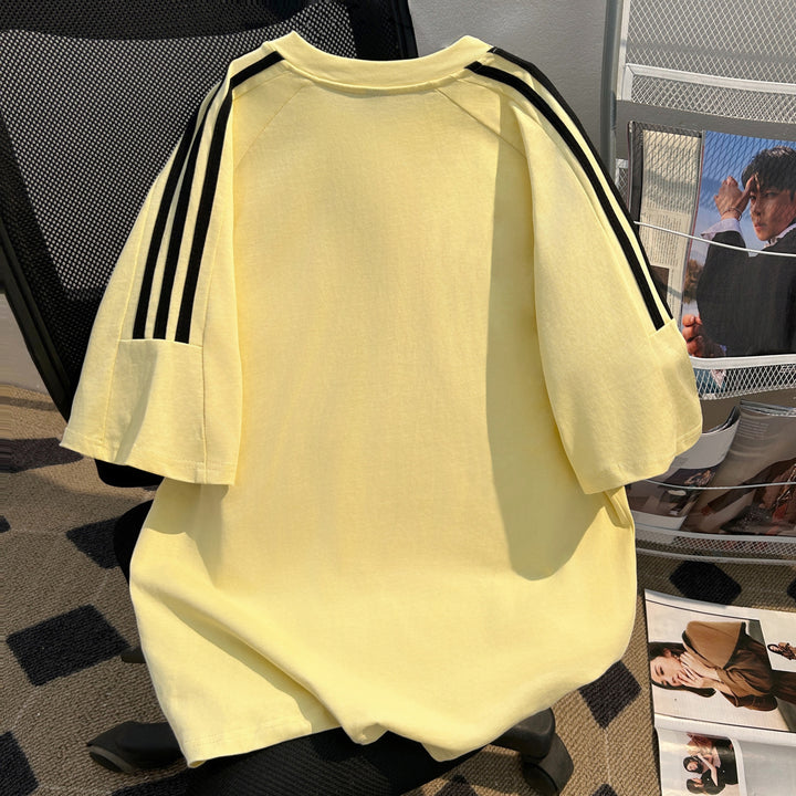 220G Three-Stripe Patchwork short-sleeved T-shirt