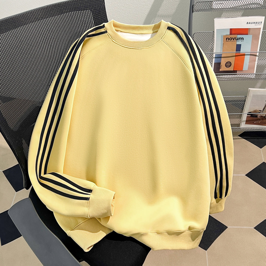 Plush Version-Three-stripe crewneck sweatshirt