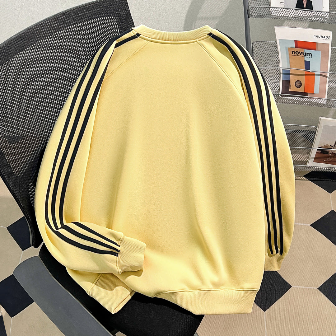 Plush Version-Three-stripe crewneck sweatshirt