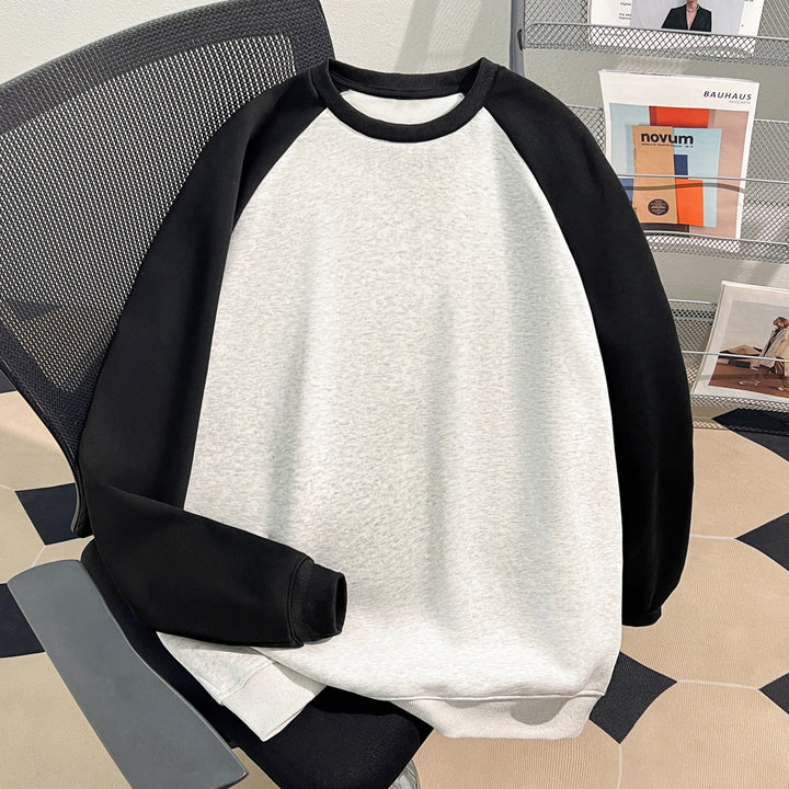Plush Version-Raglan sleeve Crew neck pullover sweatshirt
