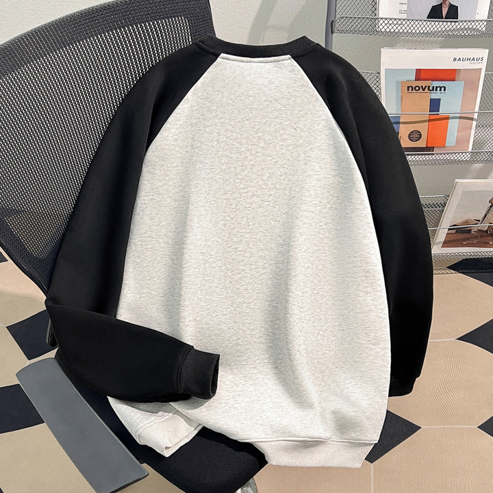 Plush Version-Raglan sleeve Crew neck pullover sweatshirt