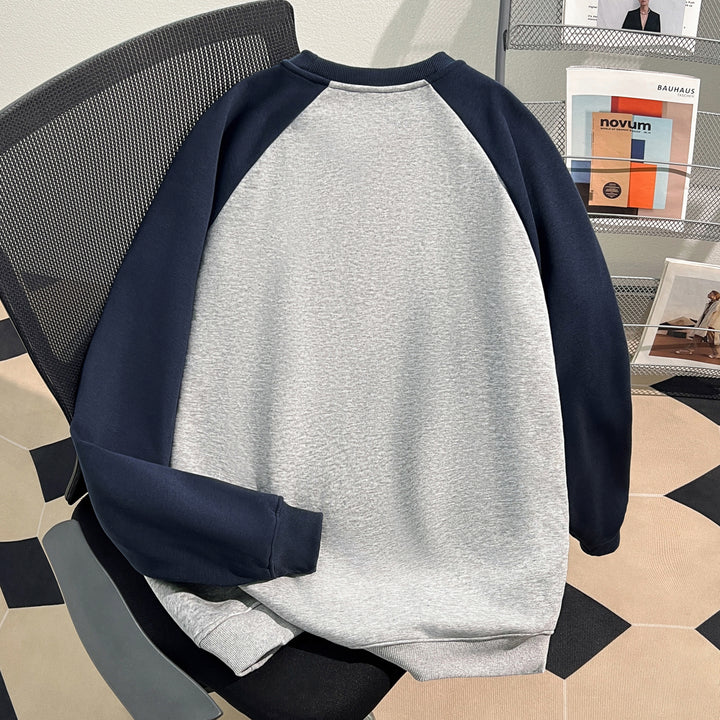 Plush Version-Raglan sleeve Crew neck pullover sweatshirt
