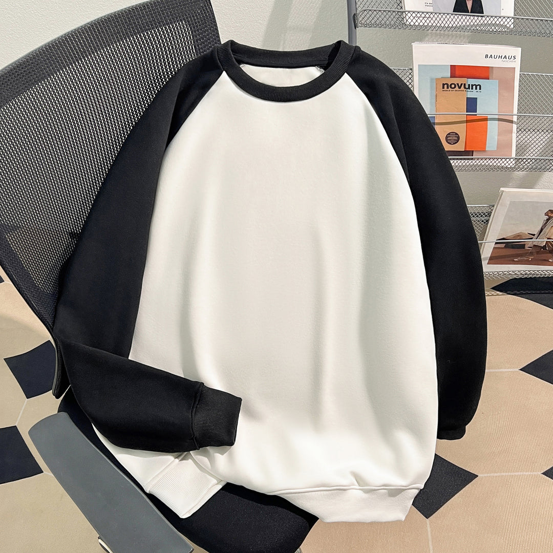 Plush Version-Raglan sleeve Crew neck pullover sweatshirt
