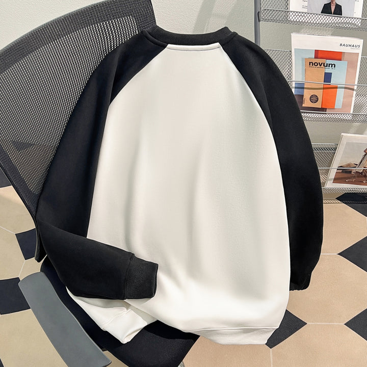 Plush Version-Raglan sleeve Crew neck pullover sweatshirt