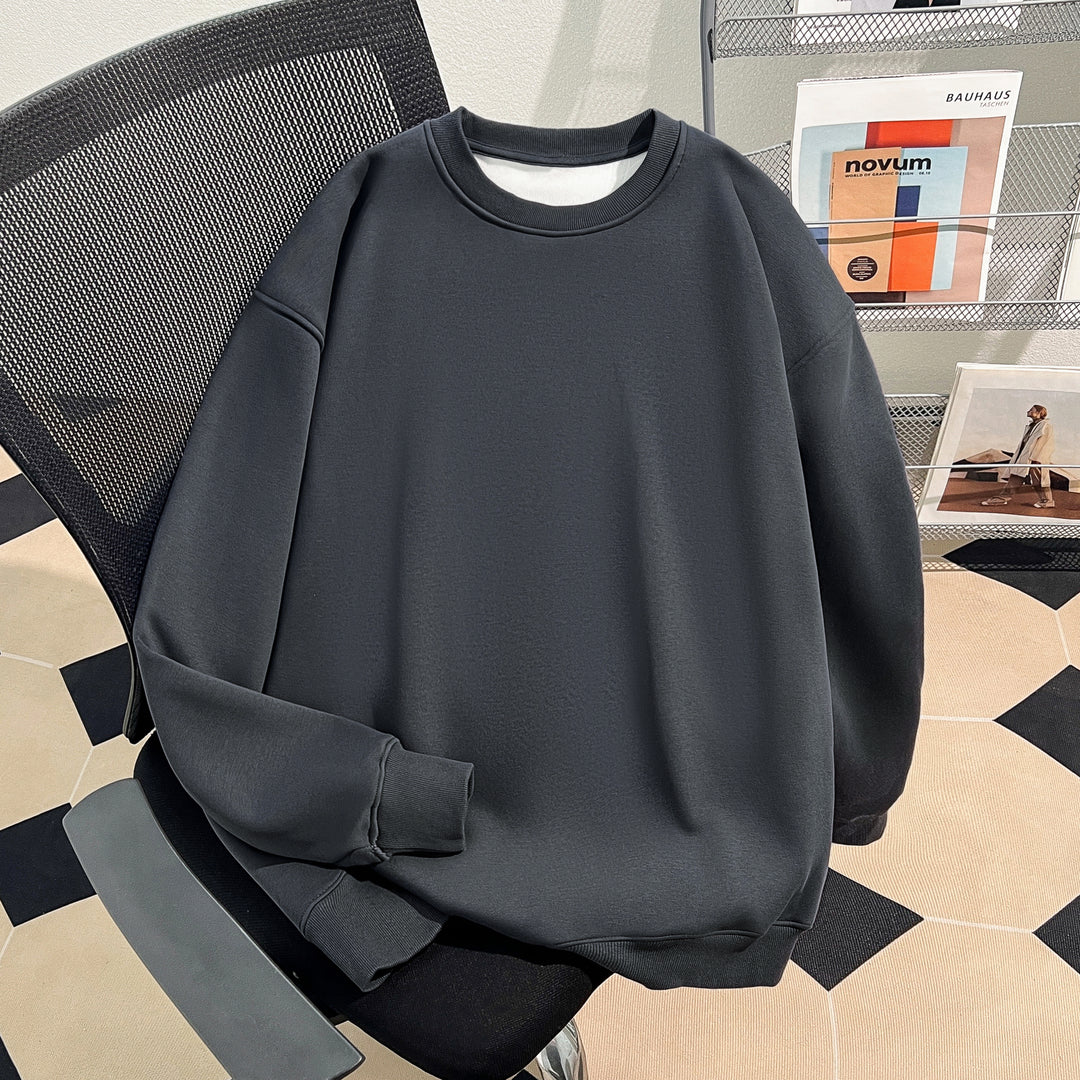 Thin Version-Plain Crew neck pullover sweatshirt