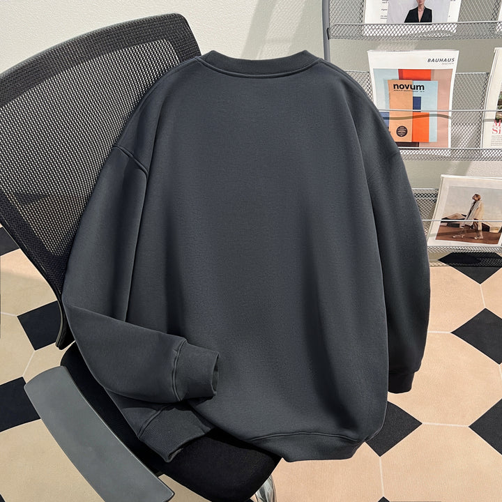 Thin Version-Plain Crew neck pullover sweatshirt