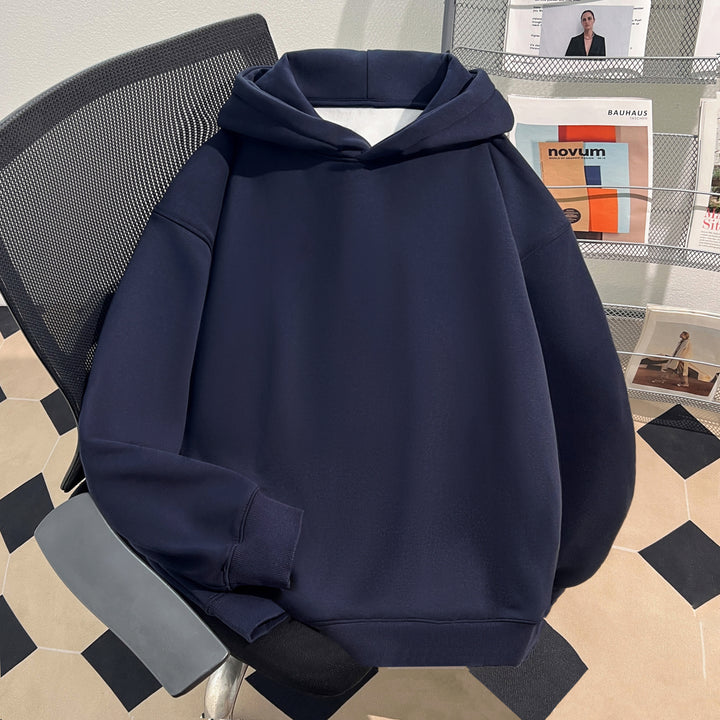 Plush Version-Solid-Colored Hoodie (without Pockets and Drawstrings)