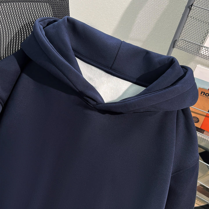 Plush Version-Solid-Colored Hoodie (without Pockets and Drawstrings)