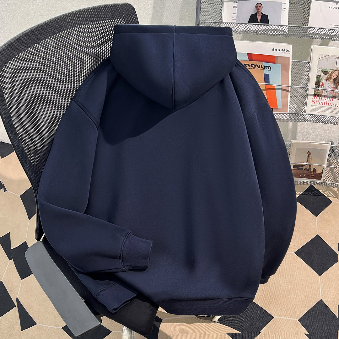 Plush Version-Solid-Colored Hoodie (without Pockets and Drawstrings)
