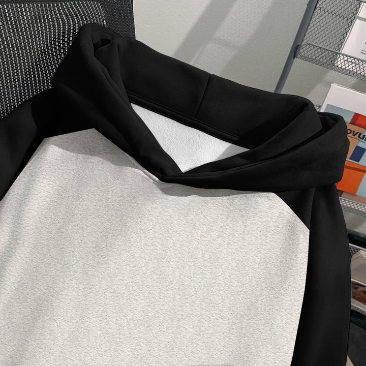 Thin Version-Two-Tone Raglan Sleeve Patchwork Hoodie (without drawstrings)
