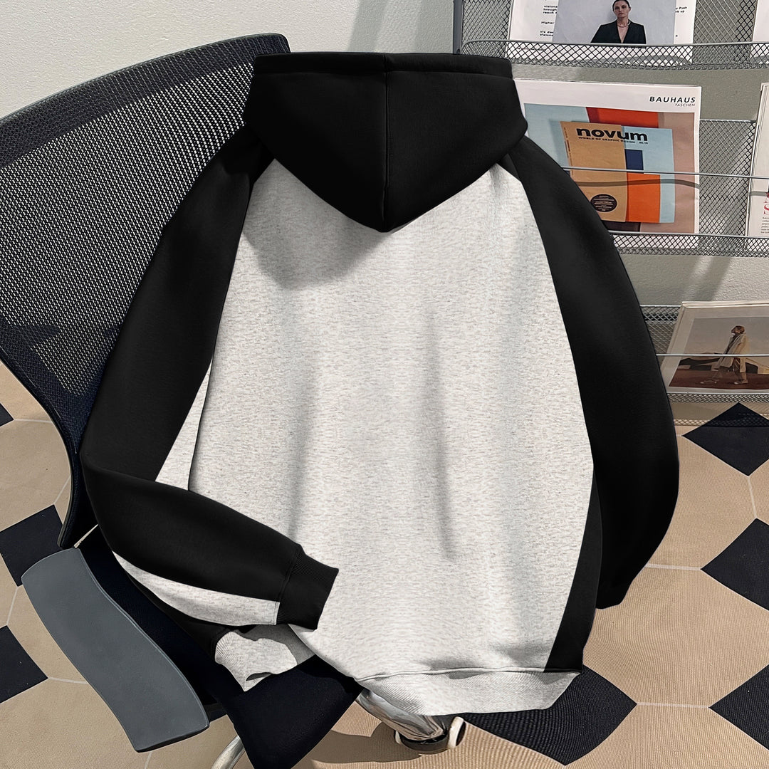 Thin Version-Two-Tone Raglan Sleeve Patchwork Hoodie (without drawstrings)