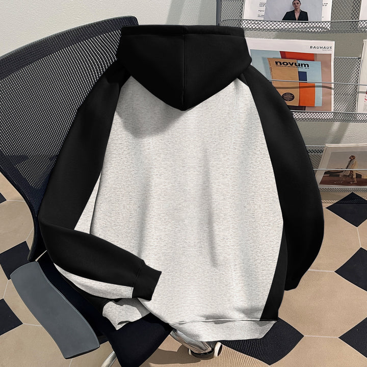 Thin Version-Two-Tone Raglan Sleeve Patchwork Hoodie (without drawstrings)