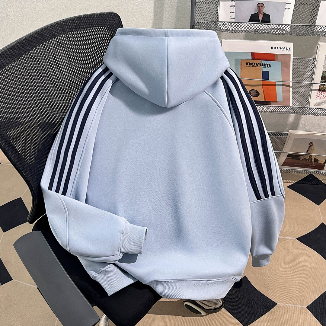 Plush Version -Three-Stripe  Patchwork Hoodie