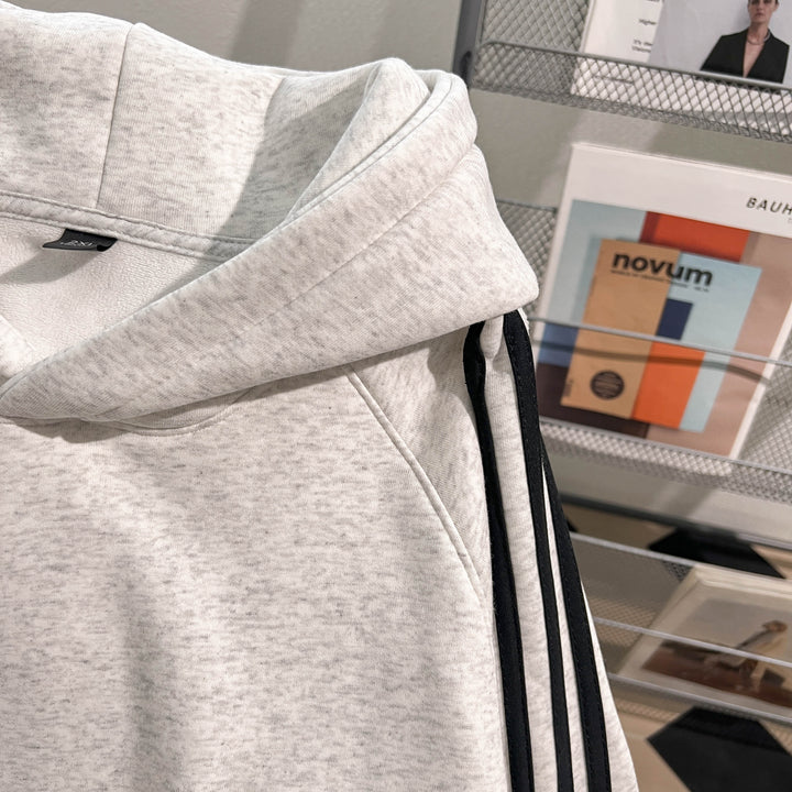 Plush Version-Three-Stripe Hoodie (without drawstrings)