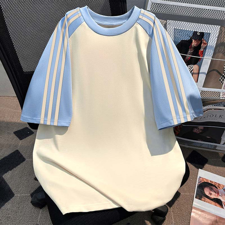 220G Three-Stripe Patchwork short-sleeved T-shirt