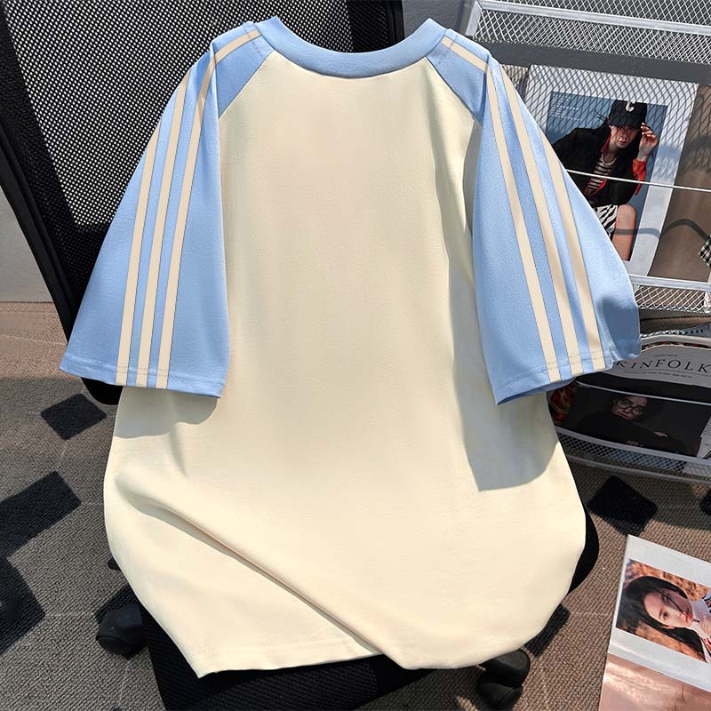 220G Three-Stripe Patchwork short-sleeved T-shirt
