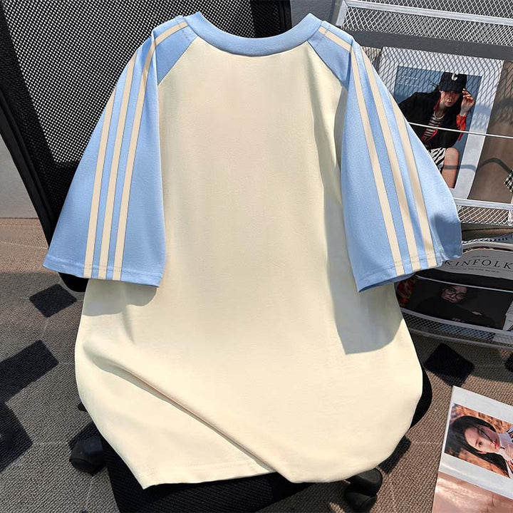 220G Three-Stripe Patchwork short-sleeved T-shirt
