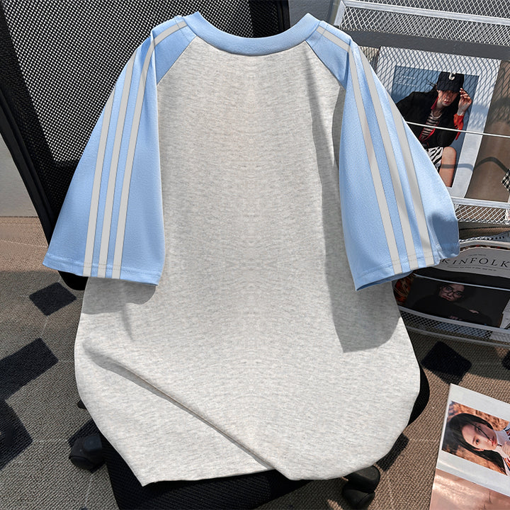 220G Three-Stripe Patchwork short-sleeved T-shirt