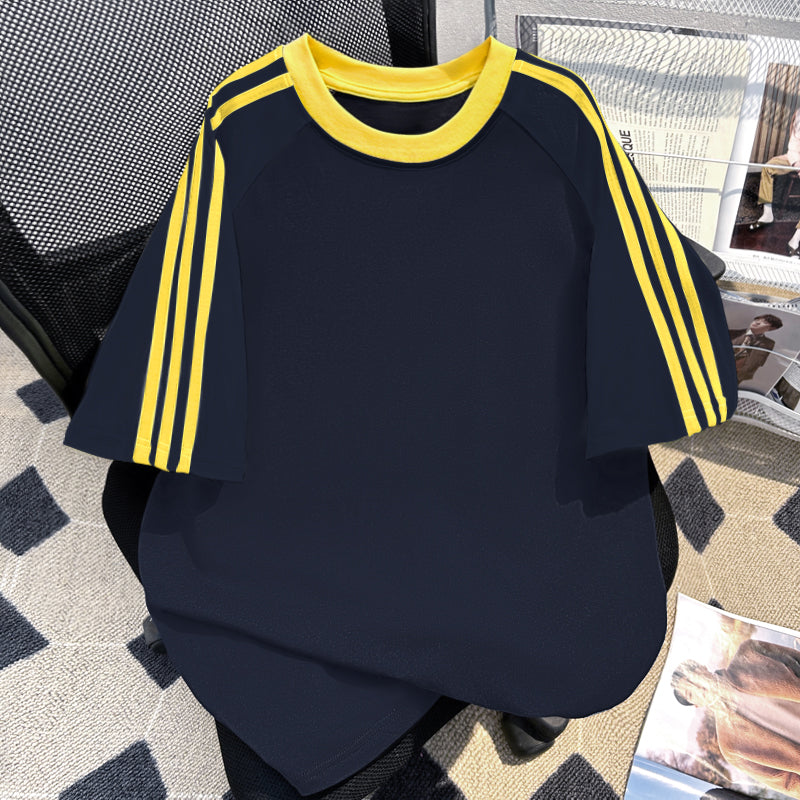 220G Three-Stripe Patchwork short-sleeved T-shirt