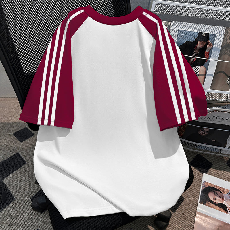 220G Three-Stripe Patchwork short-sleeved T-shirt