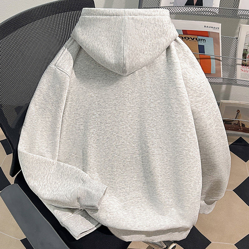 Plush Version-Solid-Colored Hoodie (without Pockets and Drawstrings)