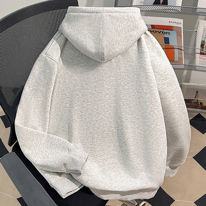 Plush Version-Solid-Colored Hoodie (without Pockets and Drawstrings)