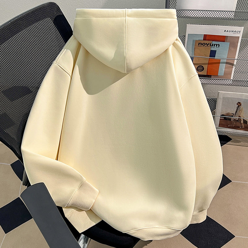 Plush Version-Solid-Colored Hoodie (without Pockets and Drawstrings)